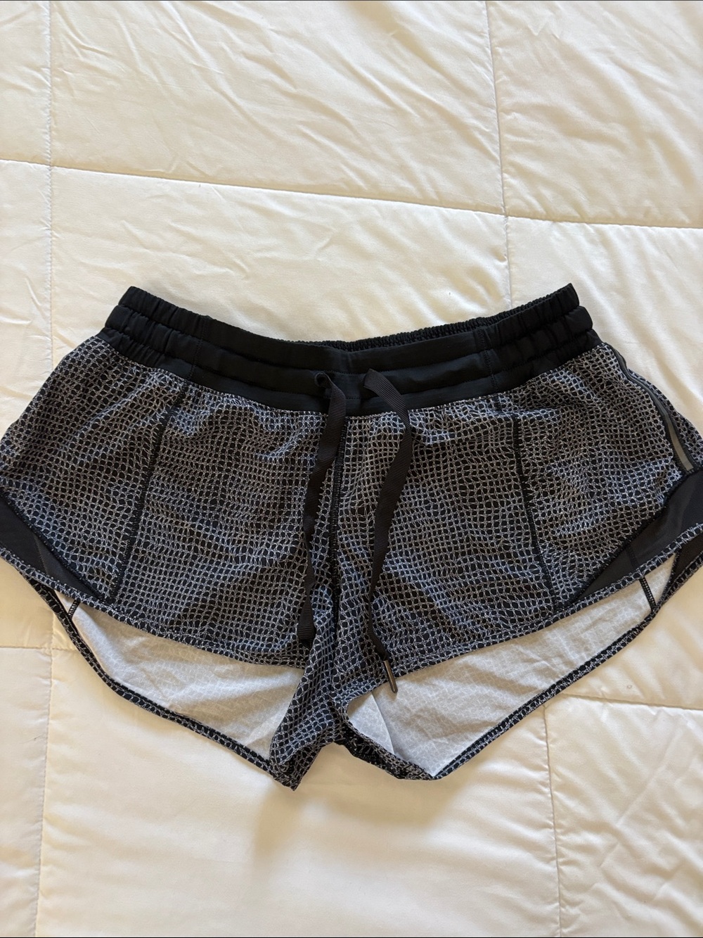 lululemon athletica Black Mesh-Overlay Athletic Shorts